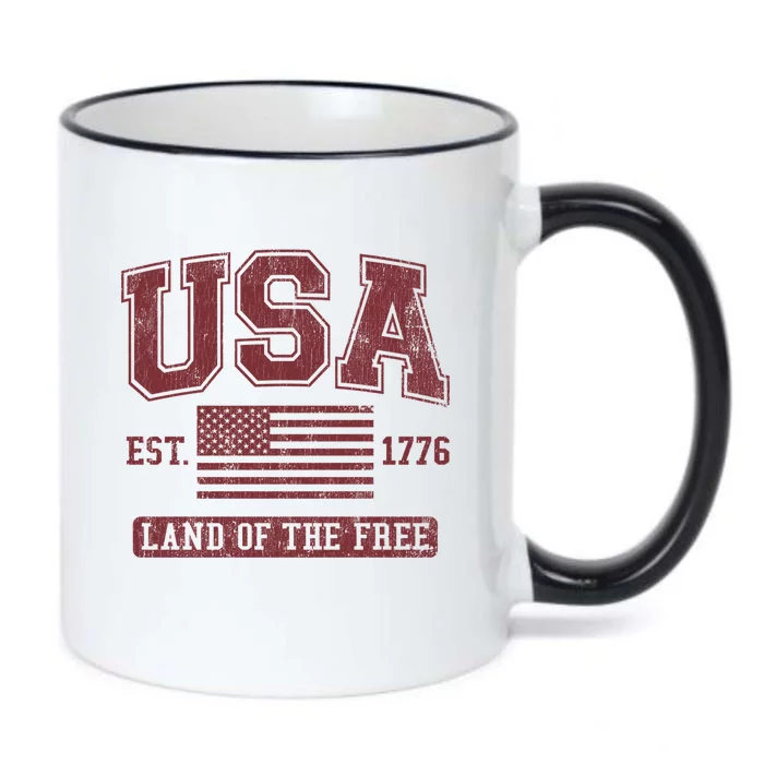 Usa Land Of The Free Maroon Graphic Gift Black Color Changing Mug