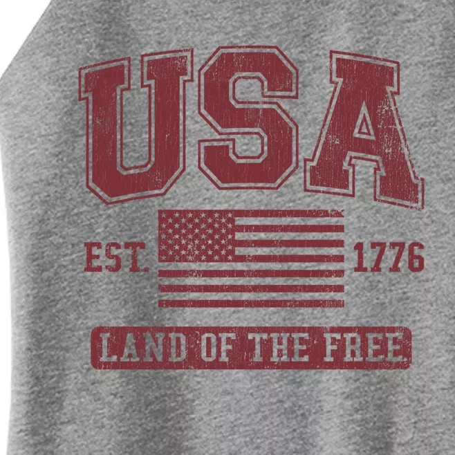 Usa Land Of The Free Maroon Graphic Gift Women’s Perfect Tri Rocker Tank