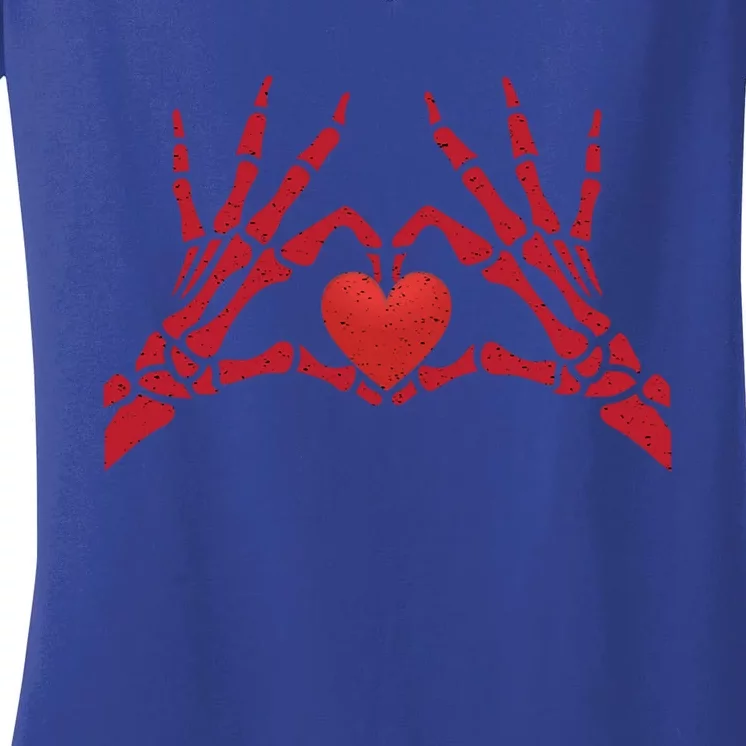 Undying Love Skeleton Hands With Heart Cute Gift Women's V-Neck T-Shirt