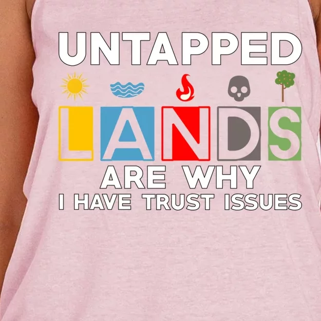 Untapped Lands Trust Issues Magic Geek Great Retro Gaming Gift Women's Knotted Racerback Tank