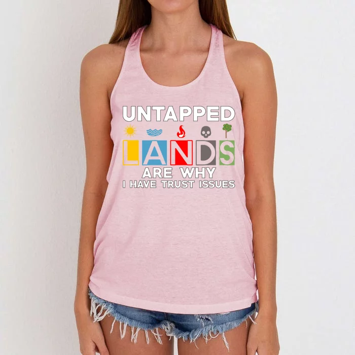 Untapped Lands Trust Issues Magic Geek Great Retro Gaming Gift Women's Knotted Racerback Tank