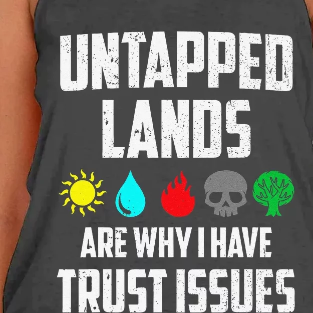 Untapped Lands Trust Issues Magic Funny Geek Tcg Classic Fit Women's Knotted Racerback Tank