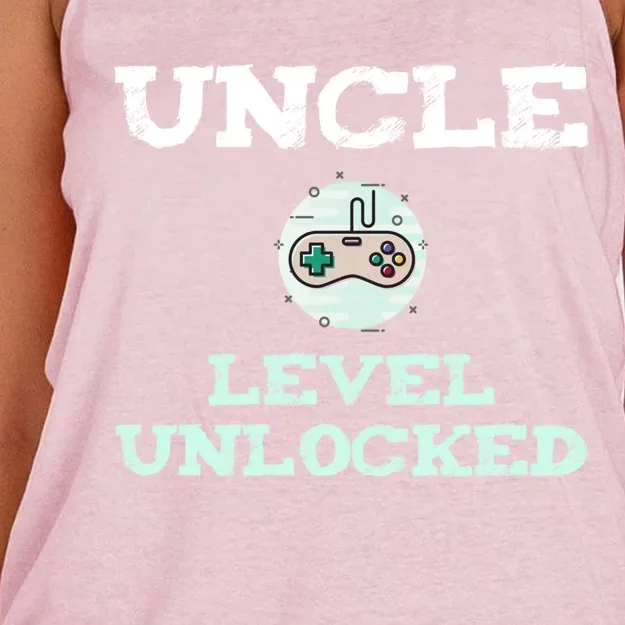 Uncle Level Unlocked Funny Uncle Gamer Video Games Cool Gift Women's Knotted Racerback Tank