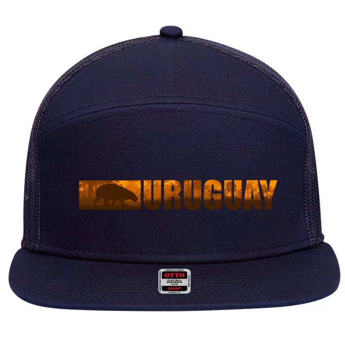 Uruguay Logo 7 Panel Mesh Trucker Snapback Hat