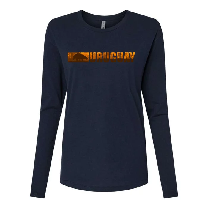 Uruguay Logo Womens Cotton Relaxed Long Sleeve T-Shirt