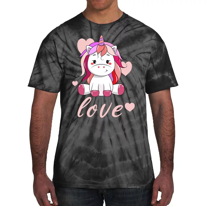 Unicorn Love Valentine Tie-Dye T-Shirt