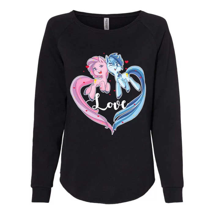 Unicorn Love Valentine's Day Gift Womens California Wash Sweatshirt