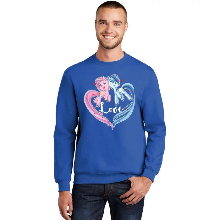 Unicorn Love Valentine's Day Gift Tall Sweatshirt