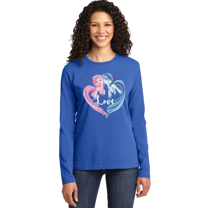 Unicorn Love Valentine's Day Gift Ladies Long Sleeve Shirt