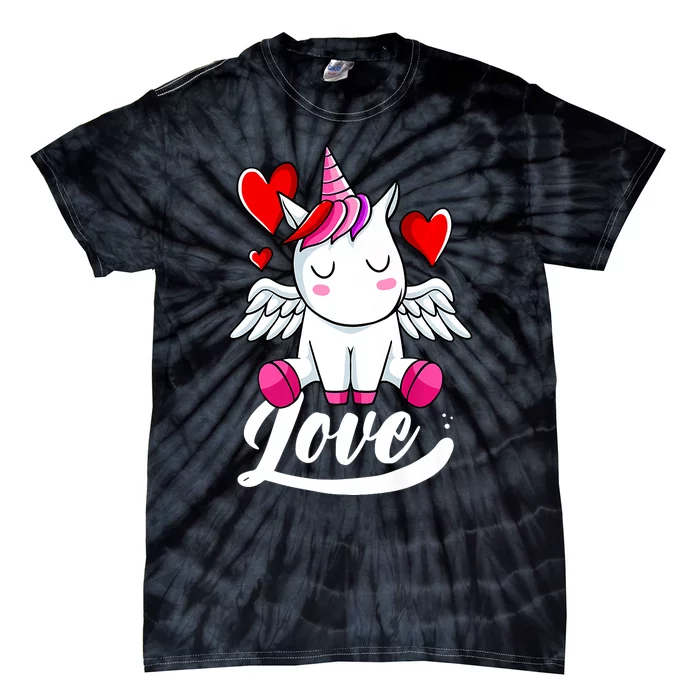 Unicorn Love Valentines Day Cute Magical Rainbow Tie-Dye T-Shirt