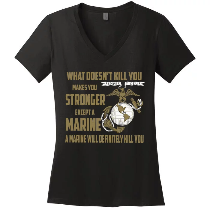 Us M.A.R.I.N.E.S 4x Women's V-Neck T-Shirt