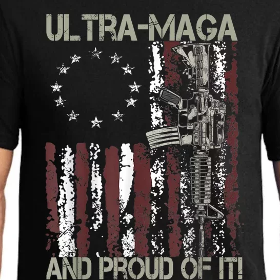 Ultra MAGA And Proud Of It Gun USA Flag Patriots Pajama Set