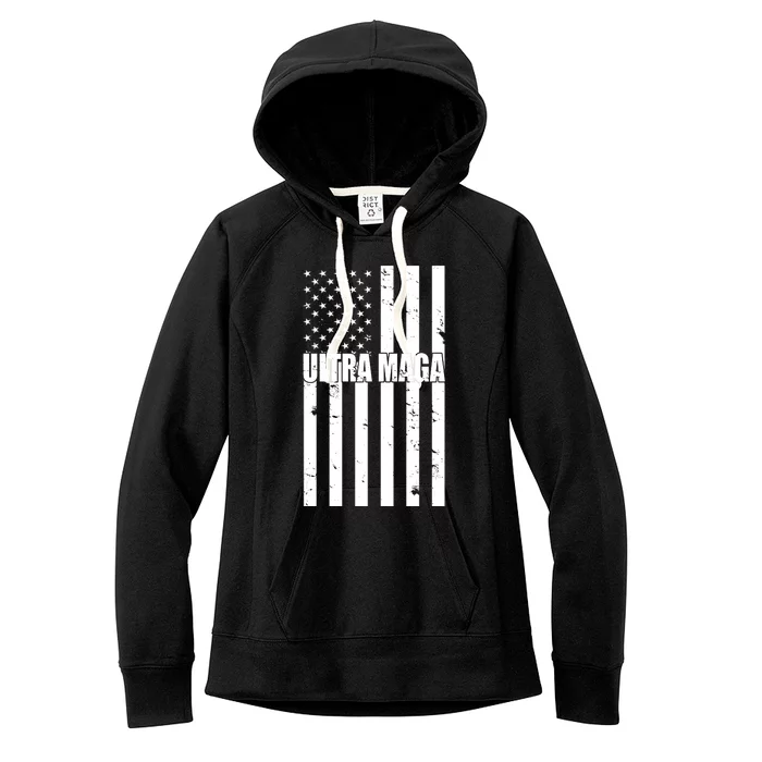 Ultra Maga American Flag Women's Fleece Hoodie