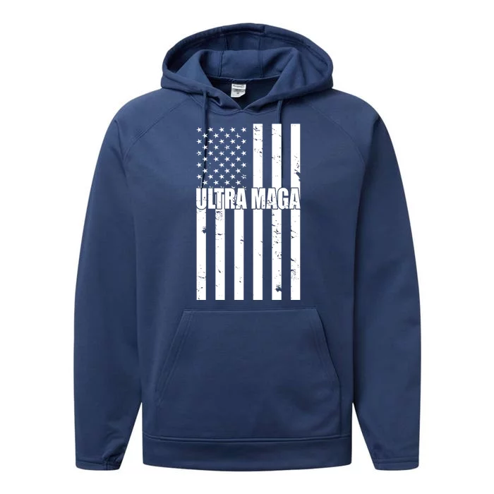 Ultra Maga American Flag Performance Fleece Hoodie