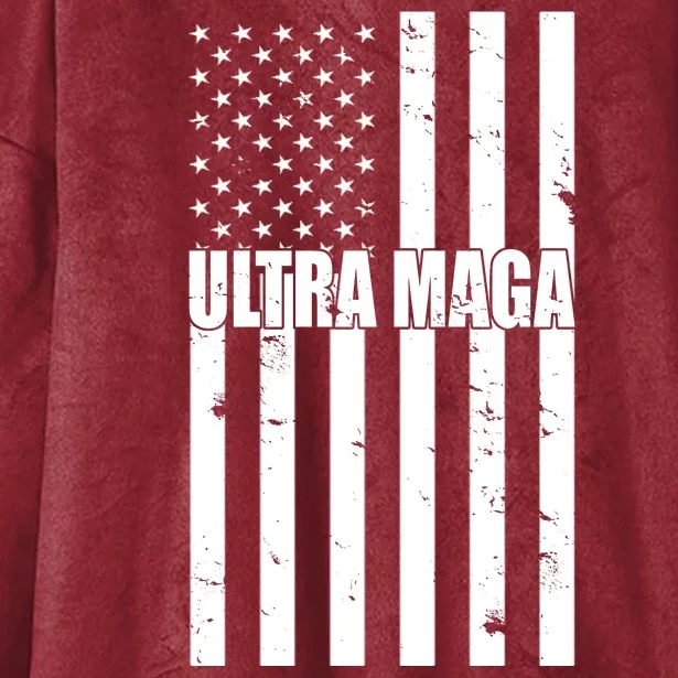 Ultra Maga American Flag Hooded Wearable Blanket