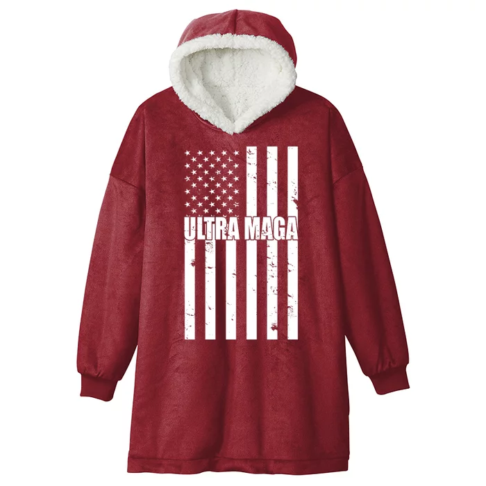 Ultra Maga American Flag Hooded Wearable Blanket