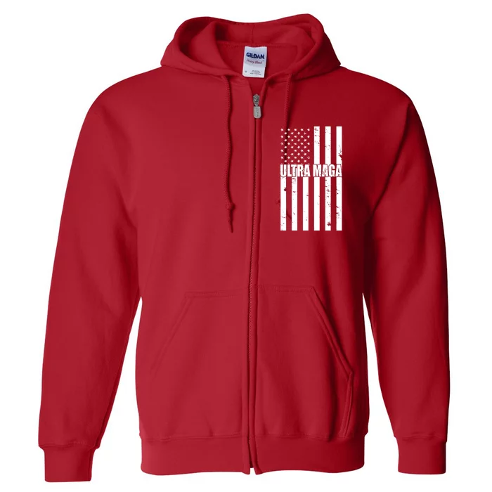 Ultra Maga American Flag Full Zip Hoodie