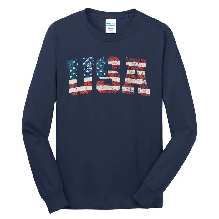 Usawomen Menpatriotic American Flag Tall Long Sleeve T-Shirt