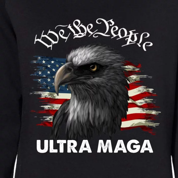 Ultra MAGA American Flag We The People Eagle Womens California Wash Sweatshirt