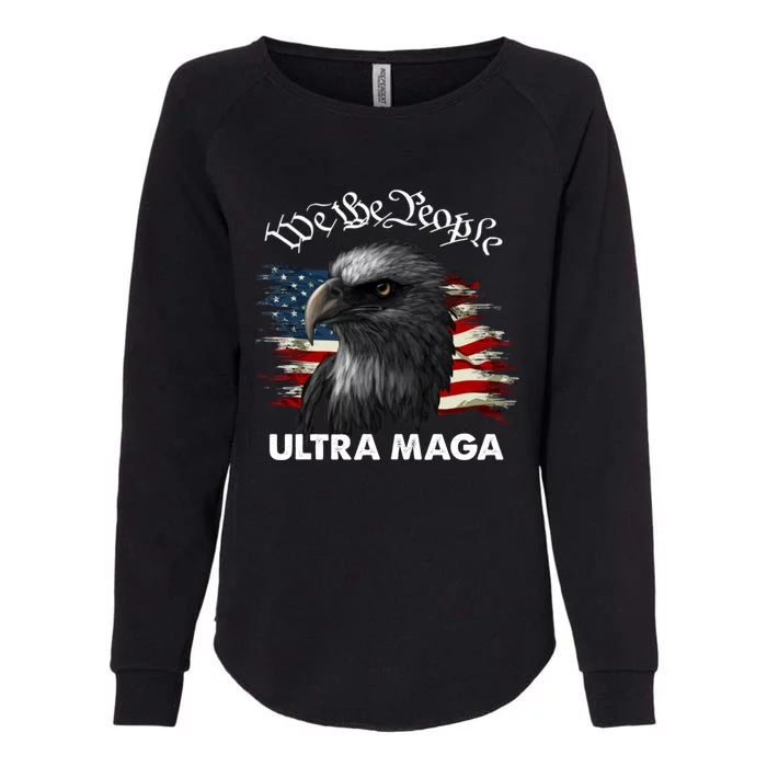 Ultra MAGA American Flag We The People Eagle Womens California Wash Sweatshirt