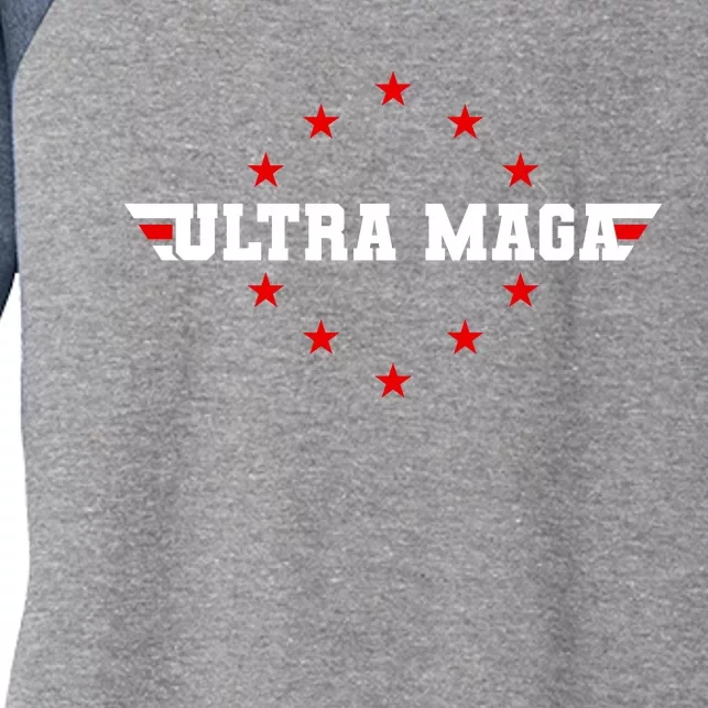 Ultra MAGA Anti Biden Parody Trump 2024 Women's Tri-Blend 3/4-Sleeve Raglan Shirt