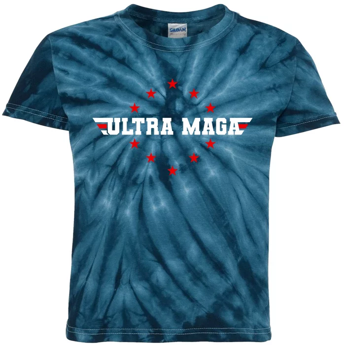 Ultra MAGA Anti Biden Parody Trump 2024 Kids Tie-Dye T-Shirt