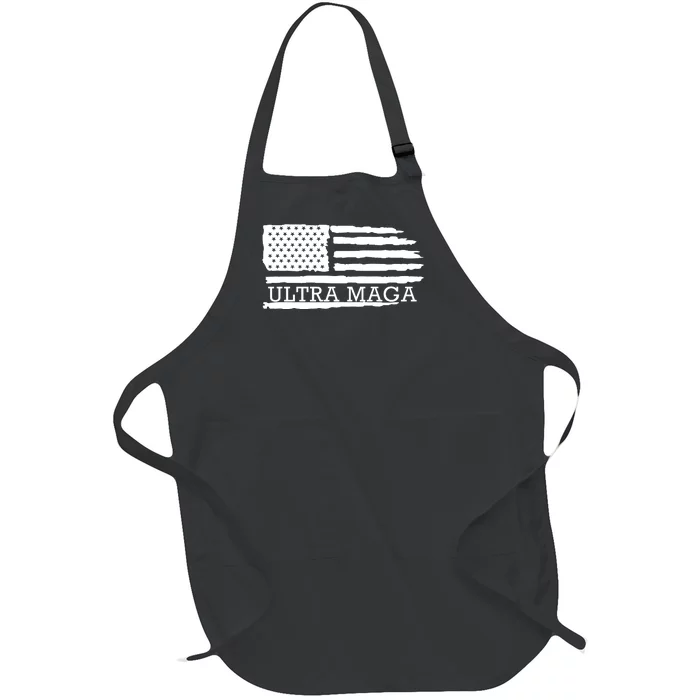 Ultra Maga American Flag Graphic Full-Length Apron With Pocket