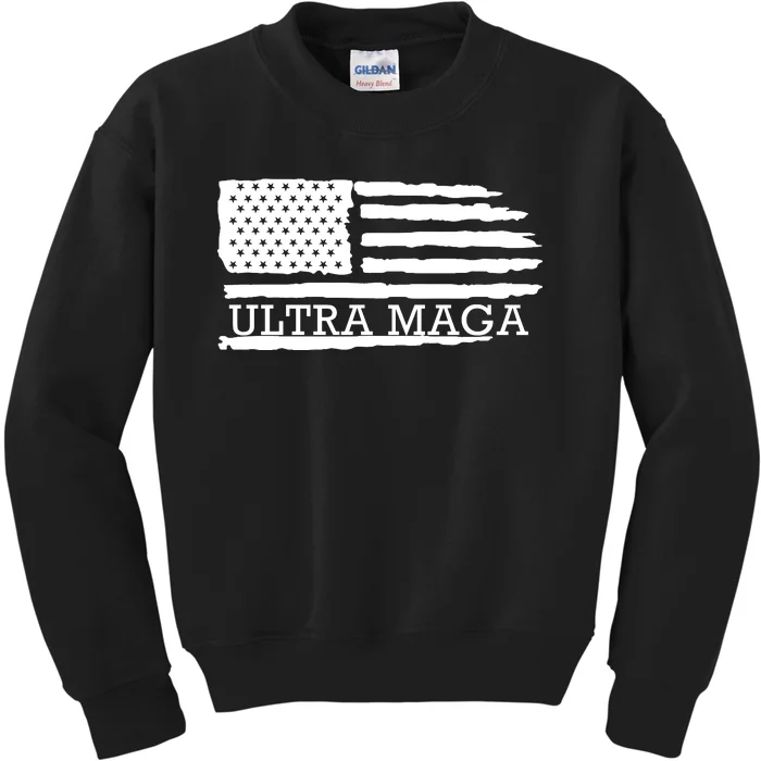 Ultra Maga American Flag Graphic Kids Sweatshirt