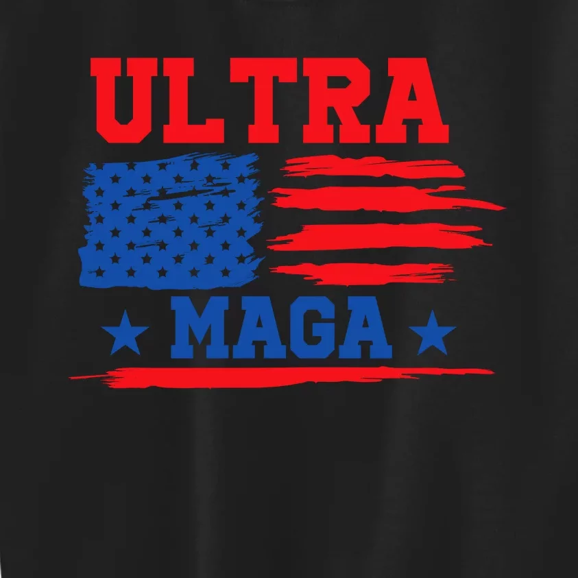 Ultra Maga American Flag Graphic Kids Sweatshirt