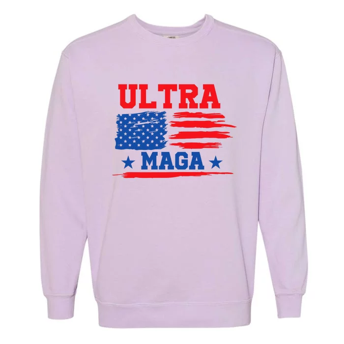 Ultra Maga American Flag Graphic Garment-Dyed Sweatshirt