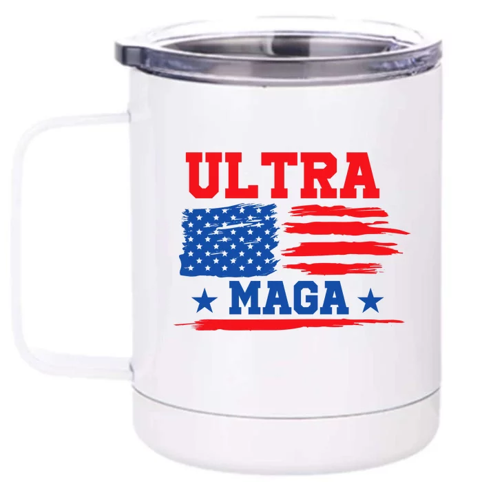 Ultra Maga American Flag Graphic Front & Back 12oz Stainless Steel Tumbler Cup