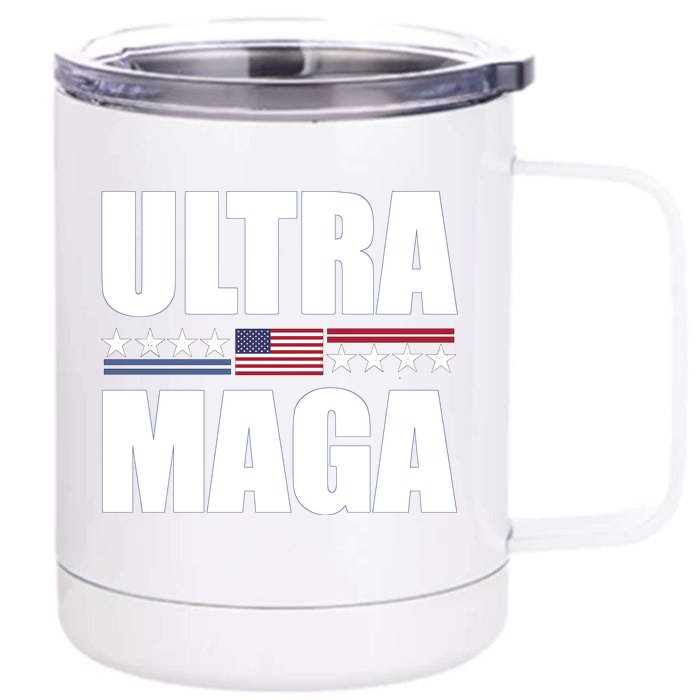 Ultra Maga American Flag Front & Back 12oz Stainless Steel Tumbler Cup