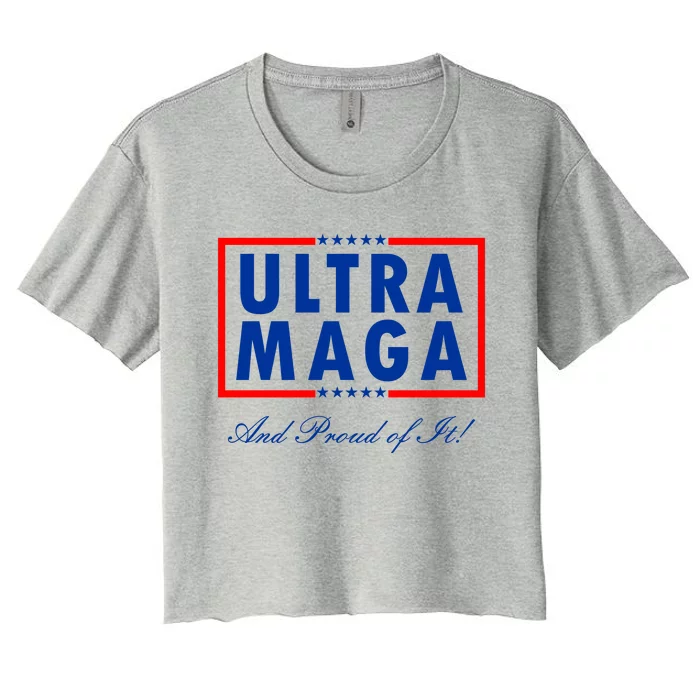 Ultra MAGA And Proud Of It Trump 2024 Anti Biden Women's Crop Top Tee