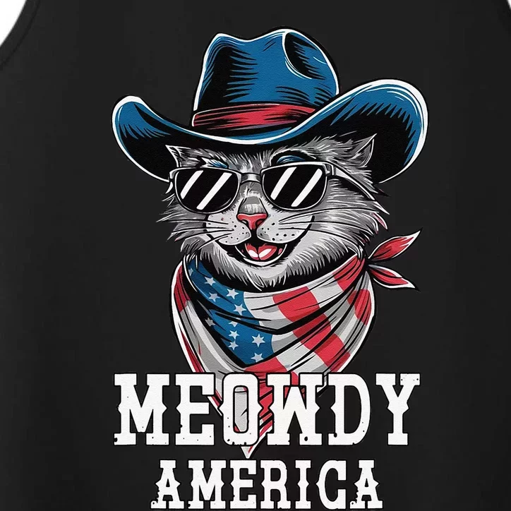 Usa Meowdy America Cat 4th Of July Funny Patriotic Performance Tank