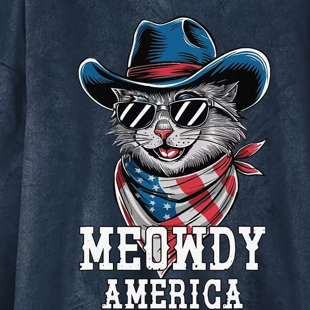 Usa Meowdy America Cat 4th Of July Funny Patriotic Hooded Wearable Blanket