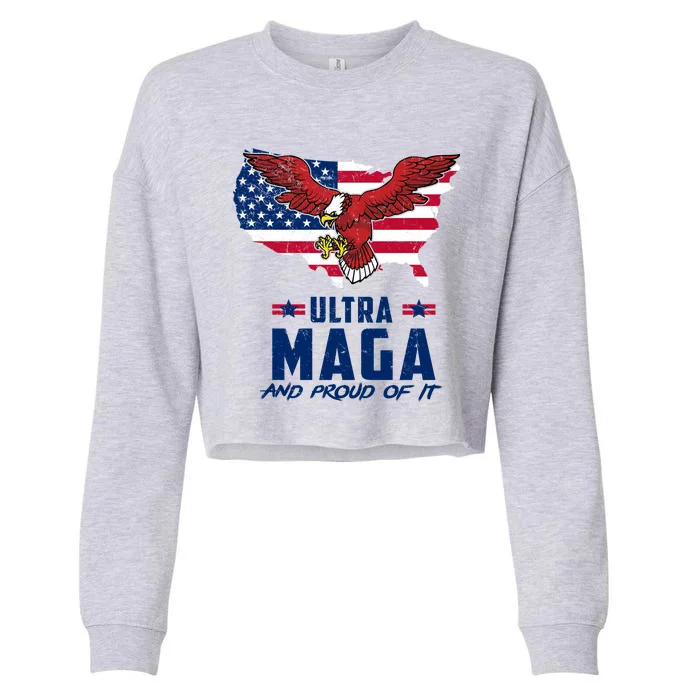 Ultra Maga And Proud Of It USA Eagle Cropped Pullover Crew