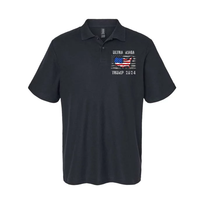 Ultra MAGA Betsy USA Flag Trump 2024 Anti Biden Softstyle Adult Sport Polo