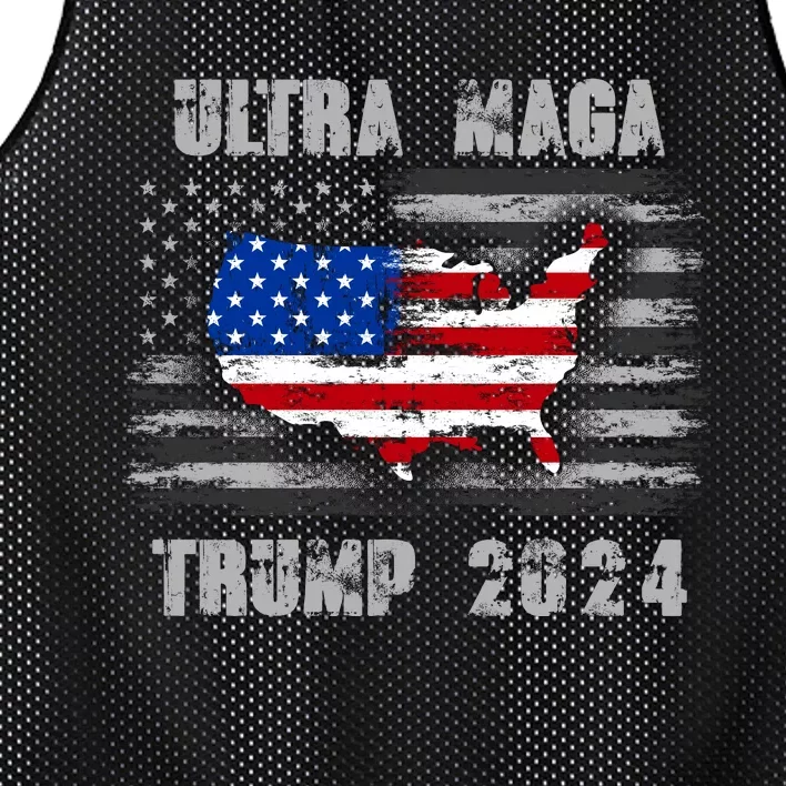 Ultra MAGA Betsy USA Flag Trump 2024 Anti Biden Mesh Reversible Basketball Jersey Tank