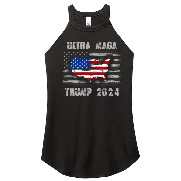 Ultra MAGA Betsy USA Flag Trump 2024 Anti Biden Women’s Perfect Tri Rocker Tank