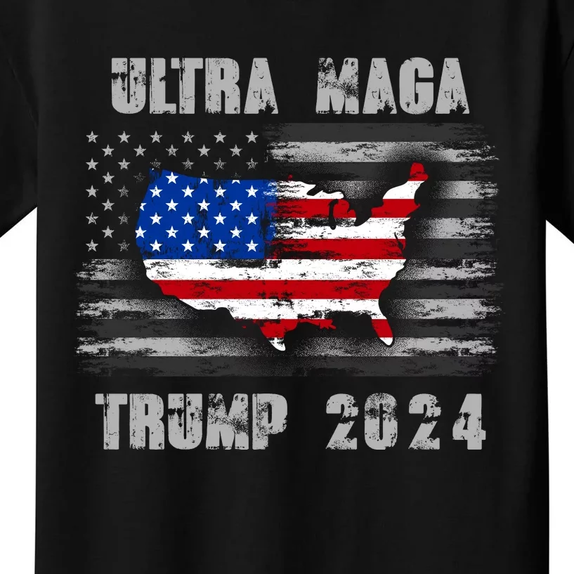 Ultra MAGA Betsy USA Flag Trump 2024 Anti Biden Kids T-Shirt