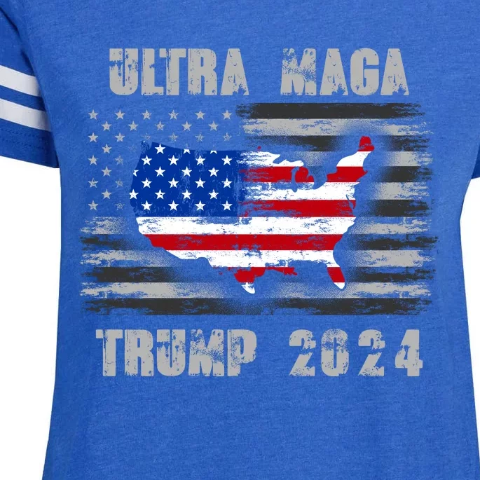 Ultra MAGA Betsy USA Flag Trump 2024 Anti Biden Enza Ladies Jersey Football T-Shirt