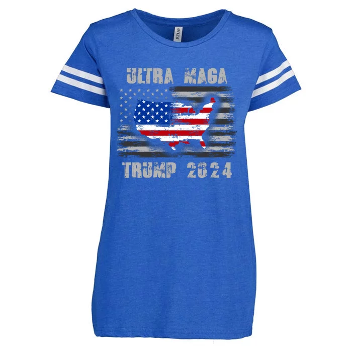 Ultra MAGA Betsy USA Flag Trump 2024 Anti Biden Enza Ladies Jersey Football T-Shirt