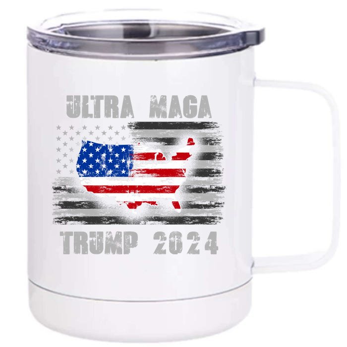 Ultra MAGA Betsy USA Flag Trump 2024 Anti Biden Front & Back 12oz Stainless Steel Tumbler Cup