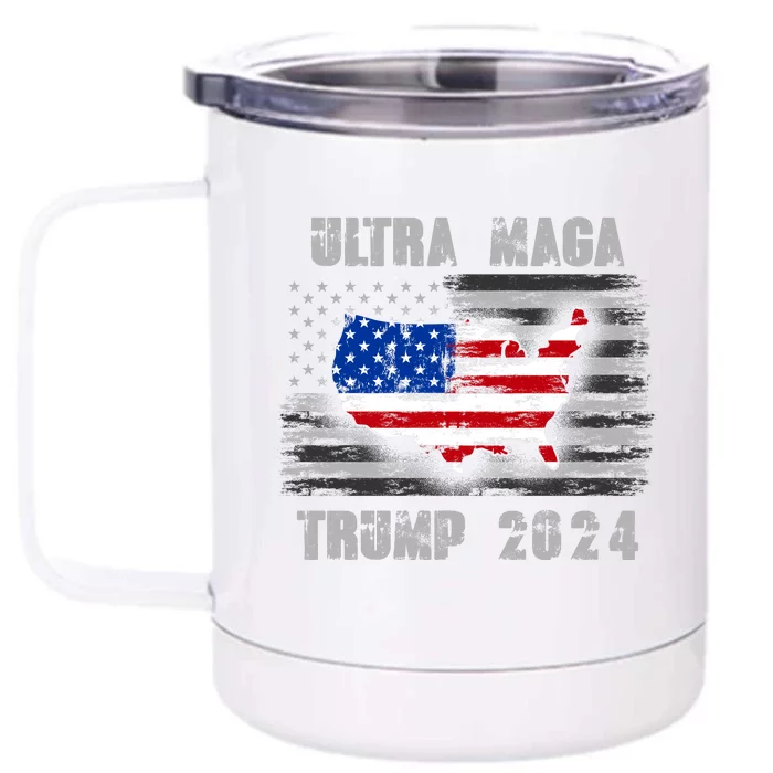 Ultra MAGA Betsy USA Flag Trump 2024 Anti Biden Front & Back 12oz Stainless Steel Tumbler Cup