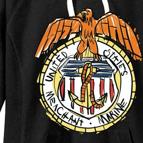 USA Marine Badge Doodle Women's Fleece Hoodie