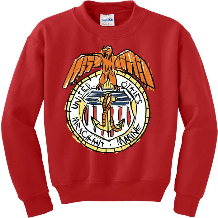 USA Marine Badge Doodle Kids Sweatshirt