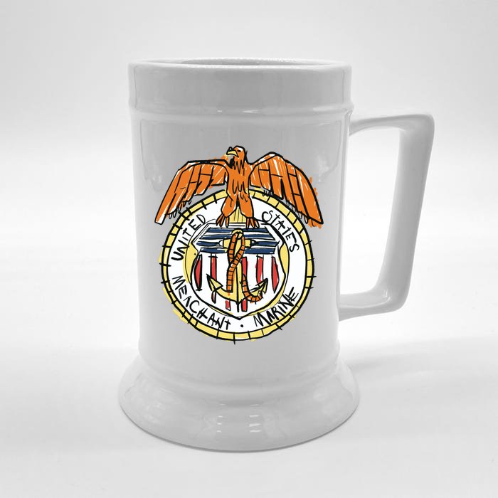 USA Marine Badge Doodle Front & Back Beer Stein