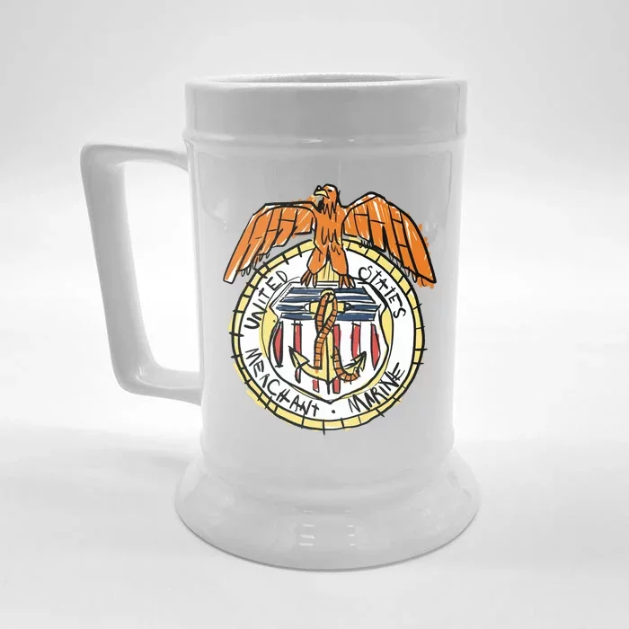 USA Marine Badge Doodle Front & Back Beer Stein