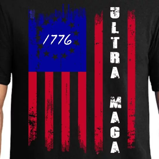 Ultra MAGA Betsy Ross USA Flag Trump 2024 Anti Biden Pajama Set