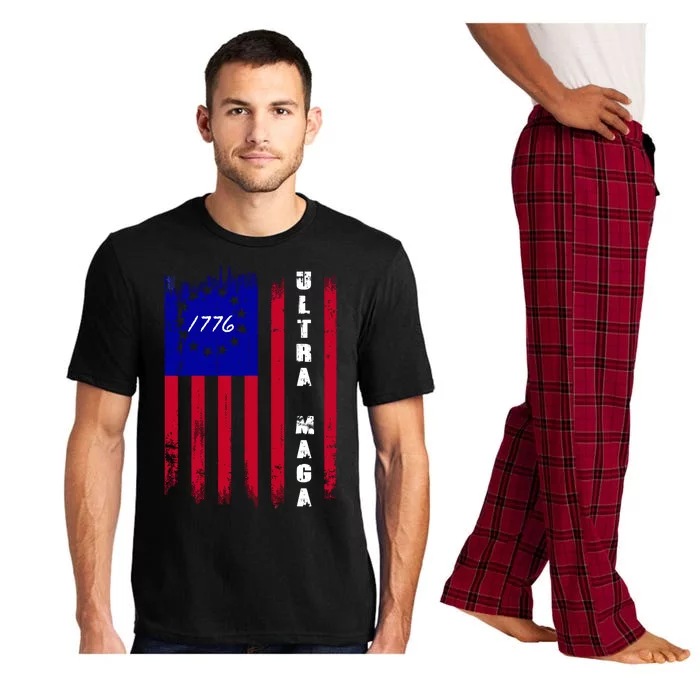 Ultra MAGA Betsy Ross USA Flag Trump 2024 Anti Biden Pajama Set